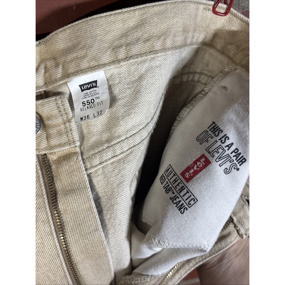 Vintage 90s Levis 550 Red Tab Tan Jeans Relaxed Fit USA Made 36W 32L, Real 36x32 - Picture 8 of 9